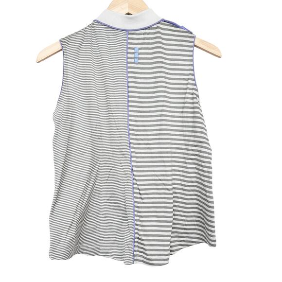 Jamie Sadock Tan Purple Striped Sleeveless Polo Sz M - Picture 3 of 4